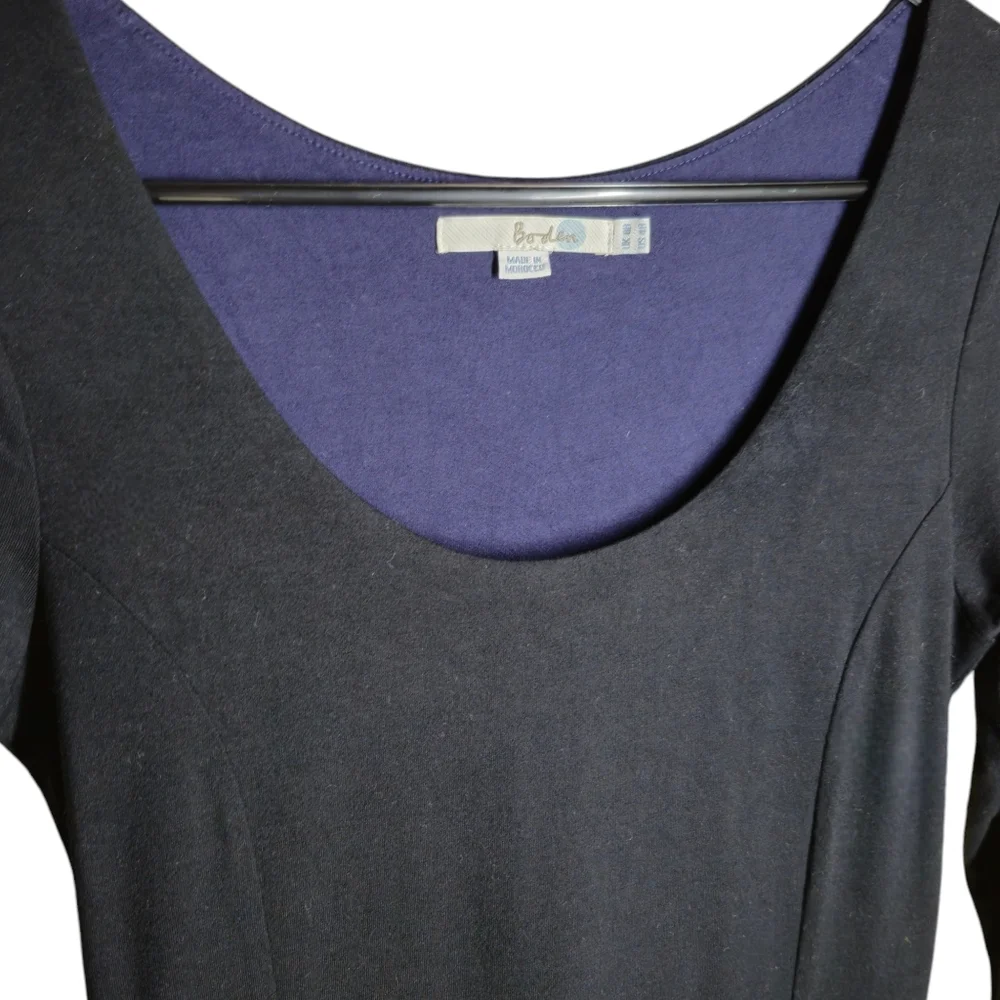 Boden Alanna Three Quarter Sleeve Knit Black Midi Dress size 4
